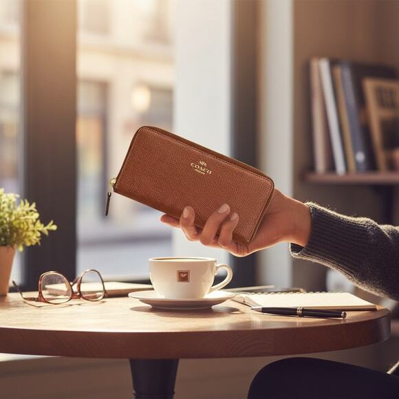 Coach Continental Leather Wallet in 1941 Saddle C7184 - Picture 4 of 4